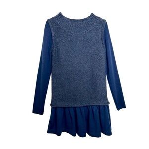 Exception De Mixmind Mulberry Silk Blend Tunic Dress Mix Knit Navy Blue S/M
